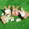 12PCS with Ribbon Bow Easter Rabbit Candy Gift Box Cartoon Bunny Gift Bag  Easter Decoration