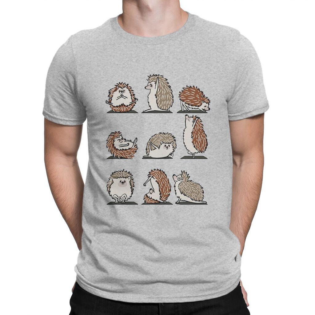 Yoga Other Creative TShirt for Unisex Hedgehog Round Neck Pure Cotton T Shirt Hip Hop Gift Clothes Streetwear