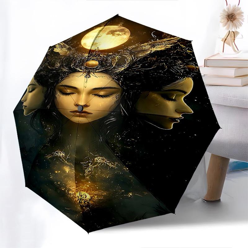 1pc Moon Goddess umbrella with 8 iron ribs and a plastic handle, automatic opening and closing, and daily use.1078