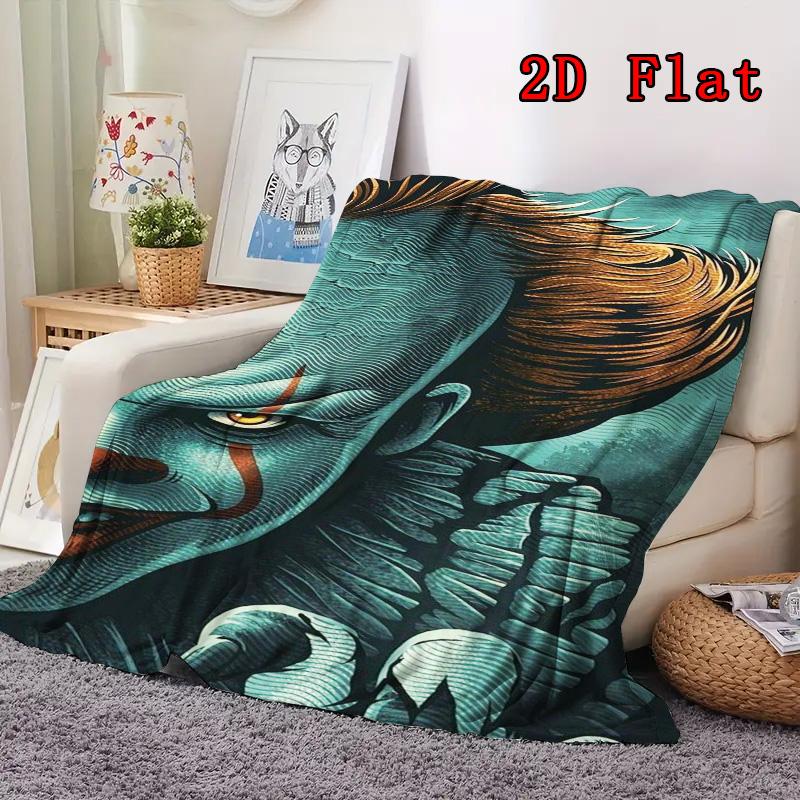 Creepy Clown 2D Flat Pattern Flannel Blanket High Quality All Seasons Warmth and Comfort Perfect for Christmas Gifts.NMT0928425