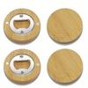 3-Piece Bamboo Beer Bottle Openers With Fridge Magnet - Easy Grip, Round Coaster Design For Home Bar Decor & Wedding Favors