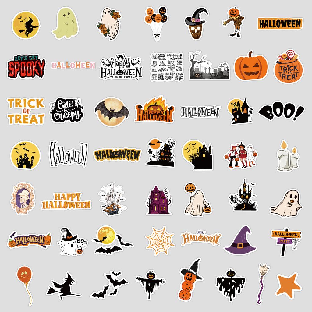 50 Nordic Style Halloween Series Graffiti Stickers Stationery Stickers Water Cup Computer Waterproof Decorative Stickers