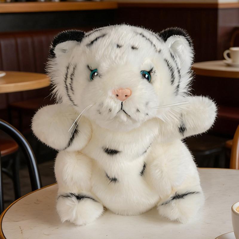 Tiger Hand Puppet Soft Stuffed Plush Toys Cute Animal Tiger Cosplay As A Prop Plushies Doll Gifts For Entertainment Game Props