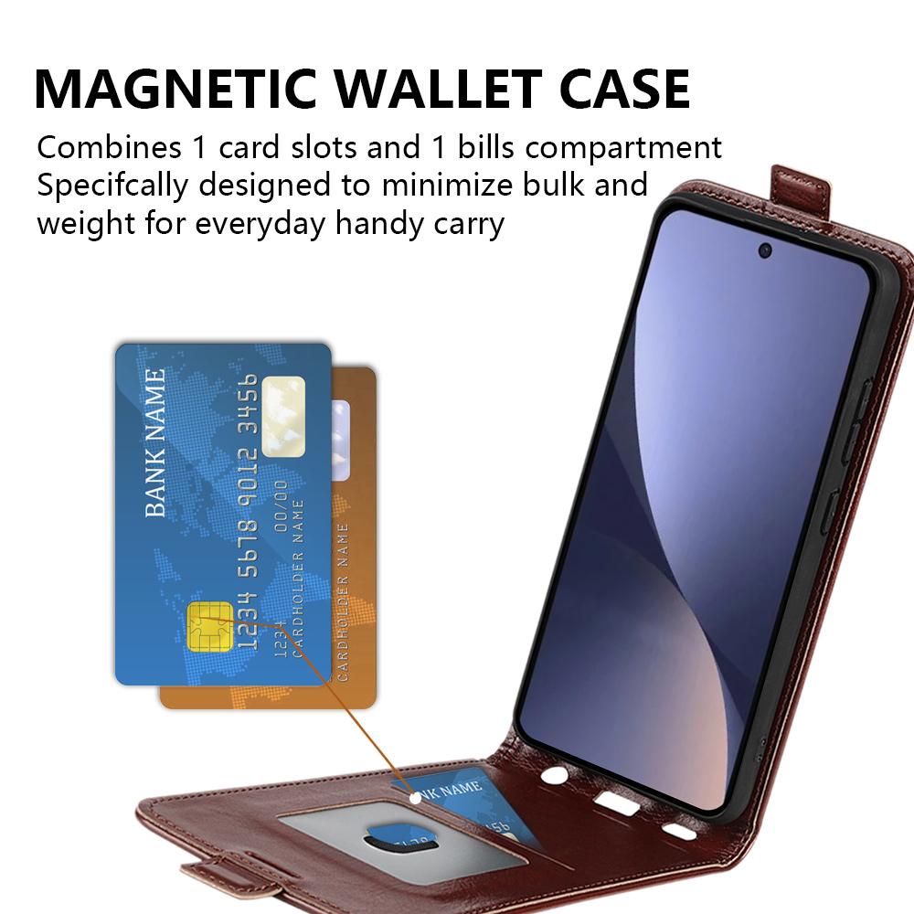 Cell Phone Cover For Xiaomi 13 5G,Vertical Flip Leather Crazy Horse Texture Protective Phone Case Card Holder