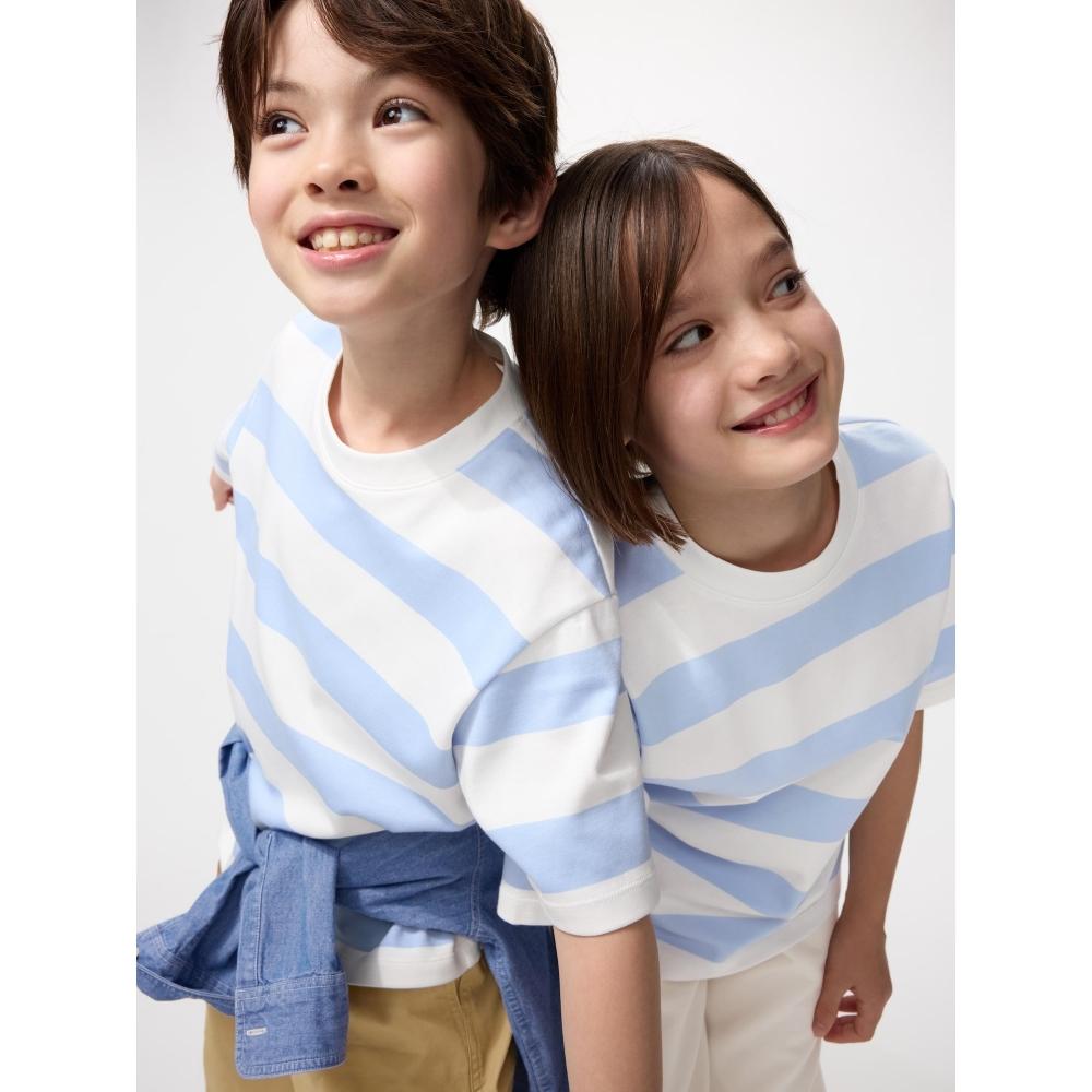 Uniqlo Camiseta de Gola Redonda Listrada de Algodão Japan Air Rhythm