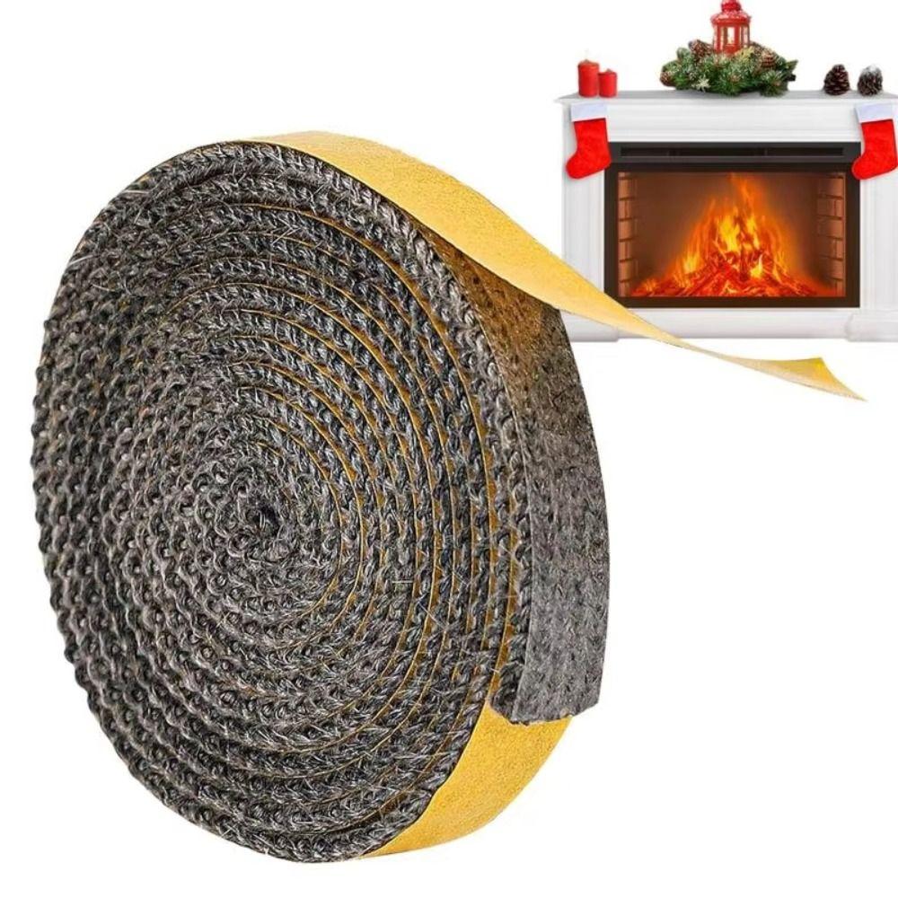 Self Adhesive Fireplace Seal Rope Fiberglass Heat Resistant Fireplace Door Gasket Flat Wood Stove Gasket Tape Pellet Stove