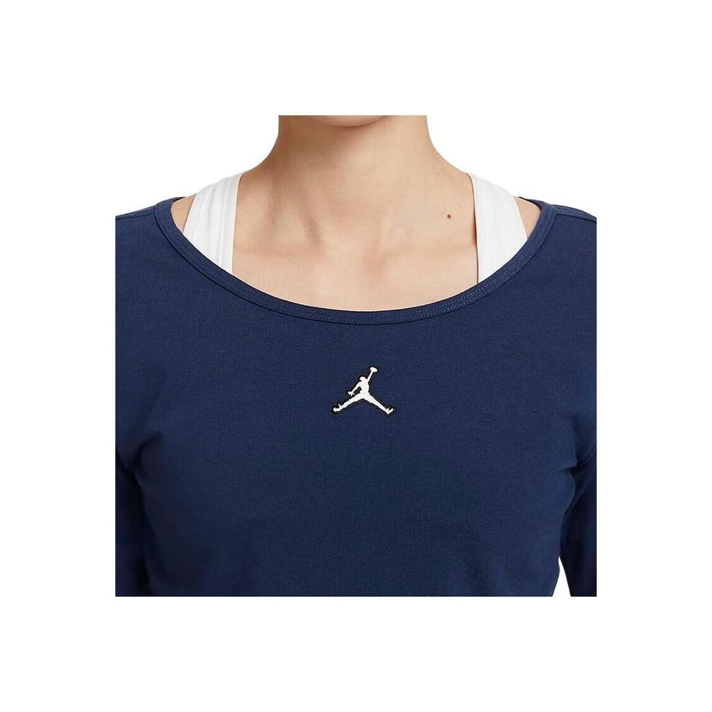 Jordan Flight Logo Print Tight Long Sleeve T-Shirt Women Tops Navy DQ4466-410