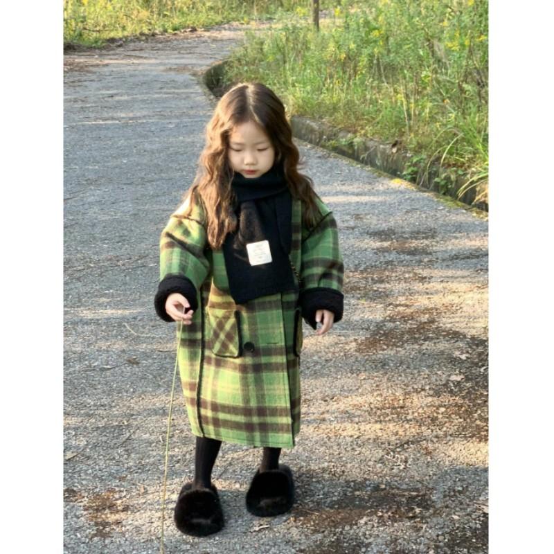 Cappotto di lana autunnale/invernale per bambine Blazer di lana oversize elegante foderato in pile per bambini