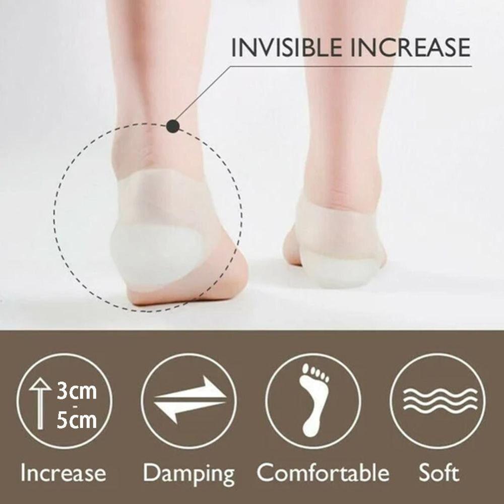 Invisible Heel Cushion Unisex Gel Heel Pads Portable Height Increase Insoles