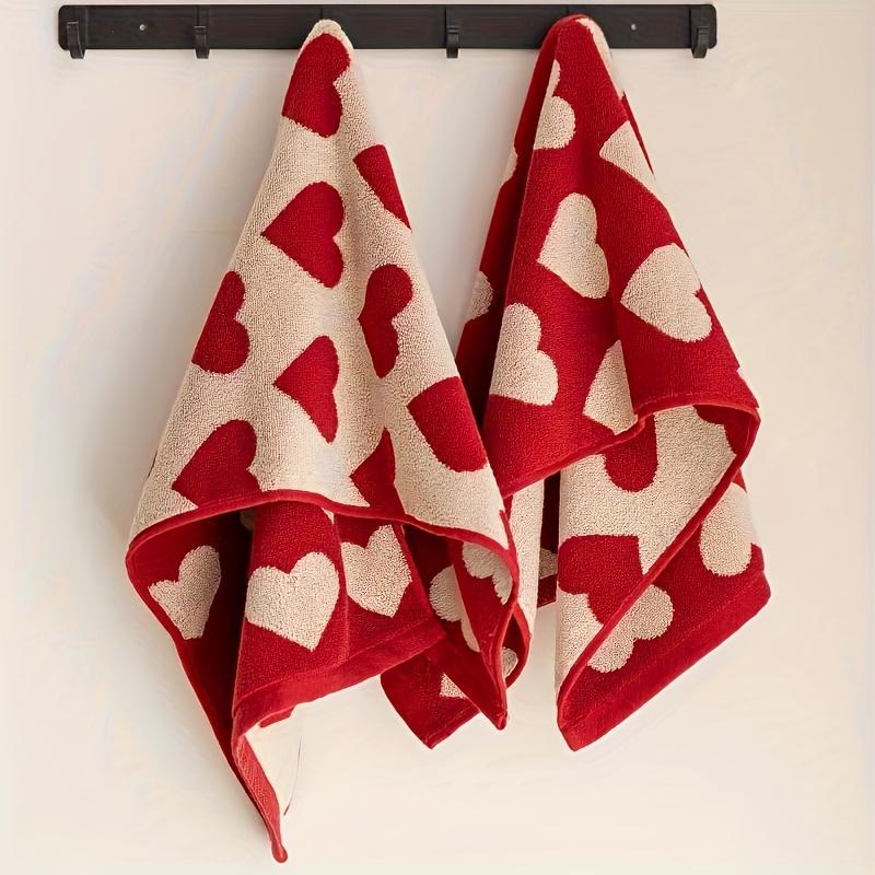 Heart Cotton Towel Red Soft Face Bath Towels Absorbent Shower Towel For Bathroom Adults Couple Wedding Valentine'S Day Gift