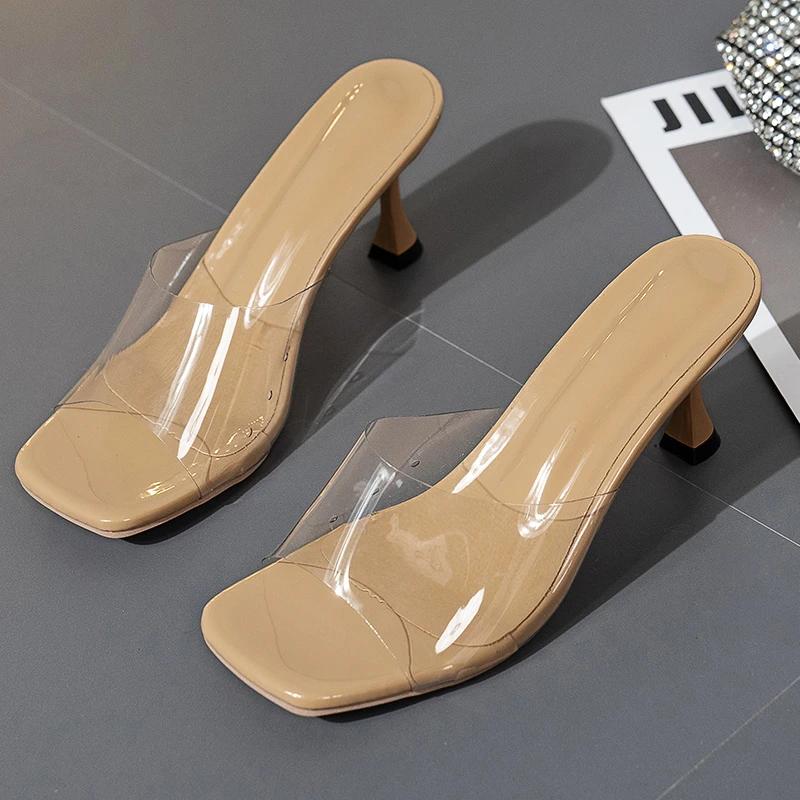 

2024 New Summer Transparent Sandals High Heels Fashionable and Comfortable Women s Slippers Transparent Women s Slippers