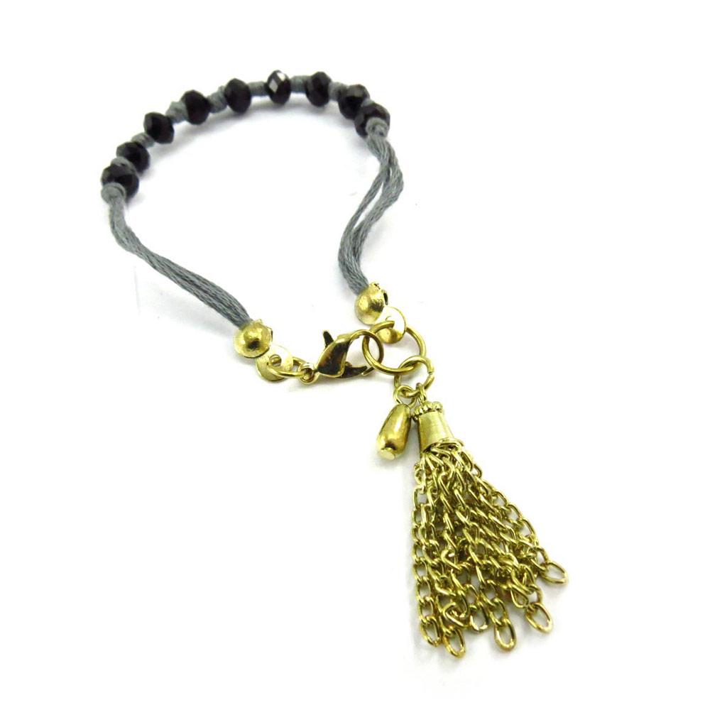 Les Trésors De Lily [J7248] - Brățară etnică 'Shambhala' negru gri