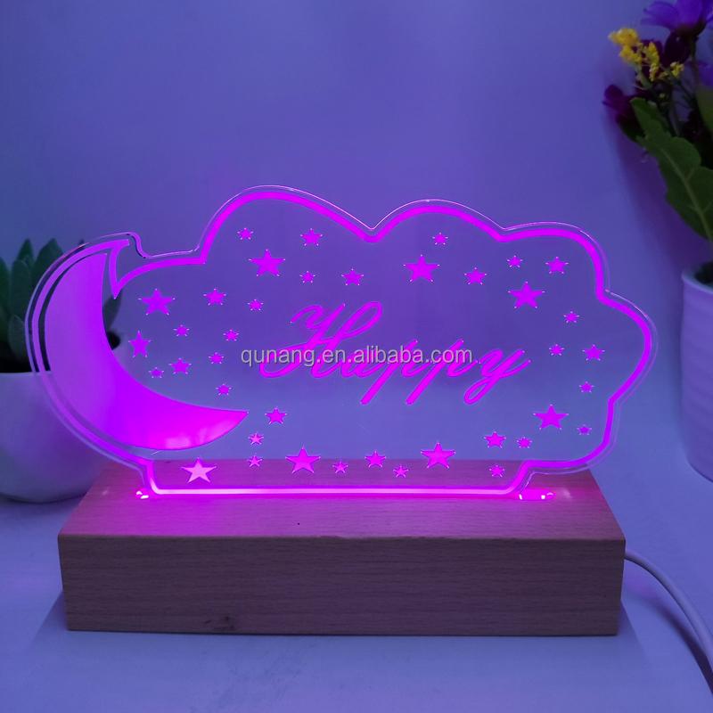 Personalized Night Light Kid Room Desk Decor Christmas Gift 3D Acrylic Custom Name Light