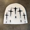 Retro Street Style Cross Knit Cap With Fluffy Acrylic Blend For Fall Winter