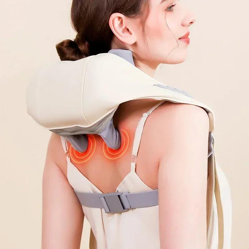 Neck Shoulder Massager Deep Tissue Shiatsu Back Massagers with Heat for Pain Relief Electric Kneading Squeeze Muscles Massage