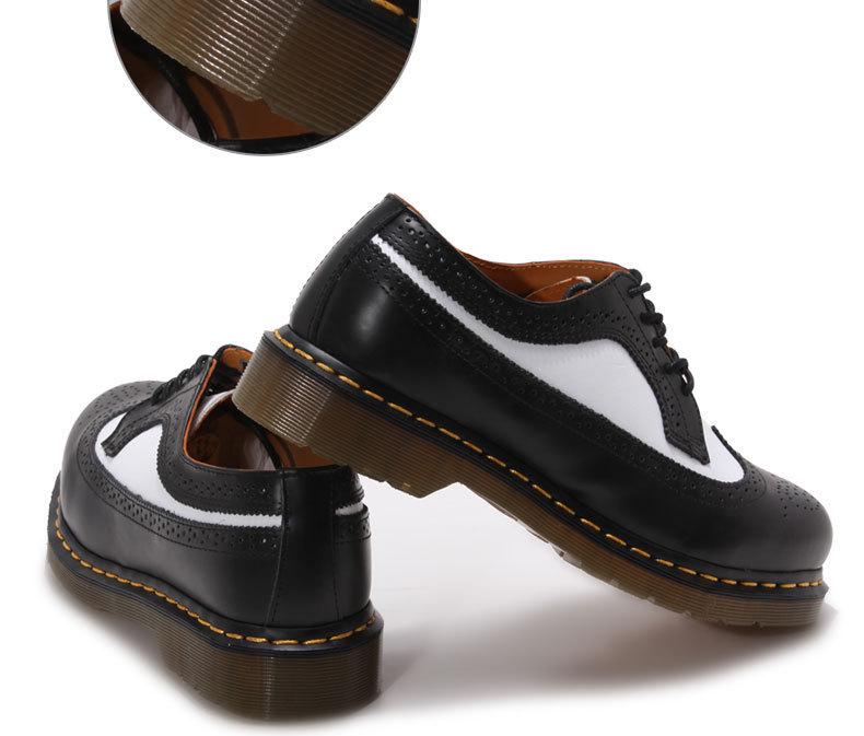 Schwarz & Weiße Leder Schuhe mit runder Zehenpartie - Herbst/Winter, Low-Top, Übergröße, Casual & Formaler Stil für Paare.