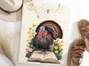 Turkey Reading Shirt, Floral Book Bird TShirt, Funny Turkey Lover Tee, Yellow Flower Fall Shirt, Cozy Bookish Bird Tee