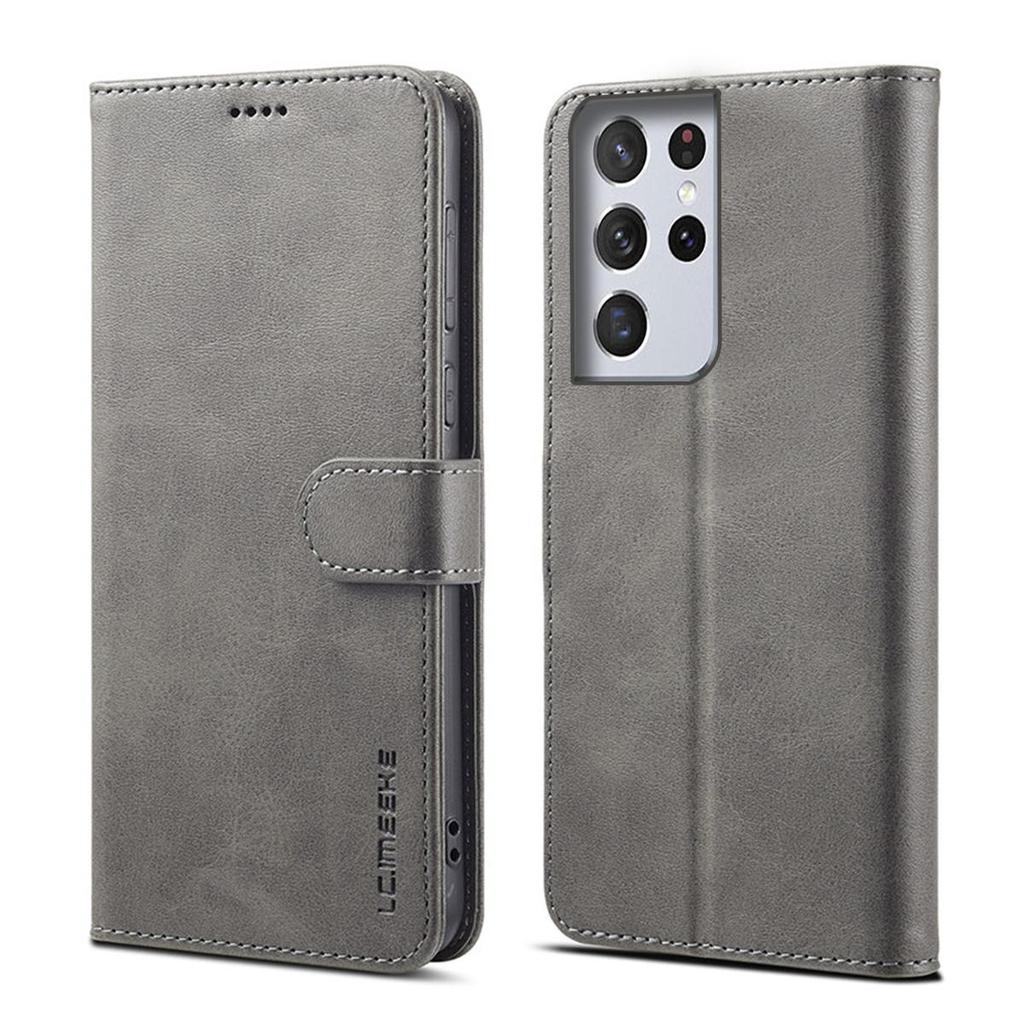 Vintage Leather Flip Wallet Phone Case for Samsung Galaxy S21 Ultra Magnetic Clasp Card Holder Cash Pocket Kickstand Slim Business Cover