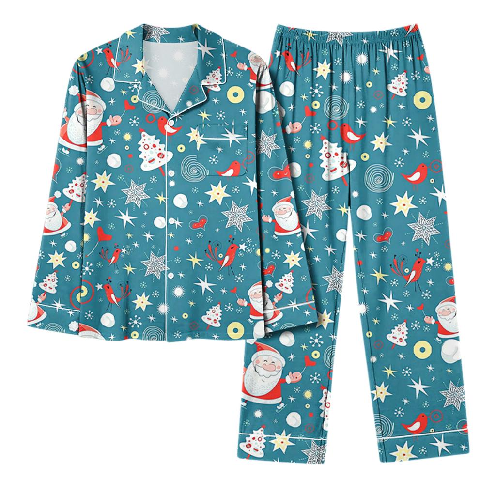 Damski Casualowy Modny Świąteczny Top z Długim Rękawem i Spodnie Zestaw Homewear