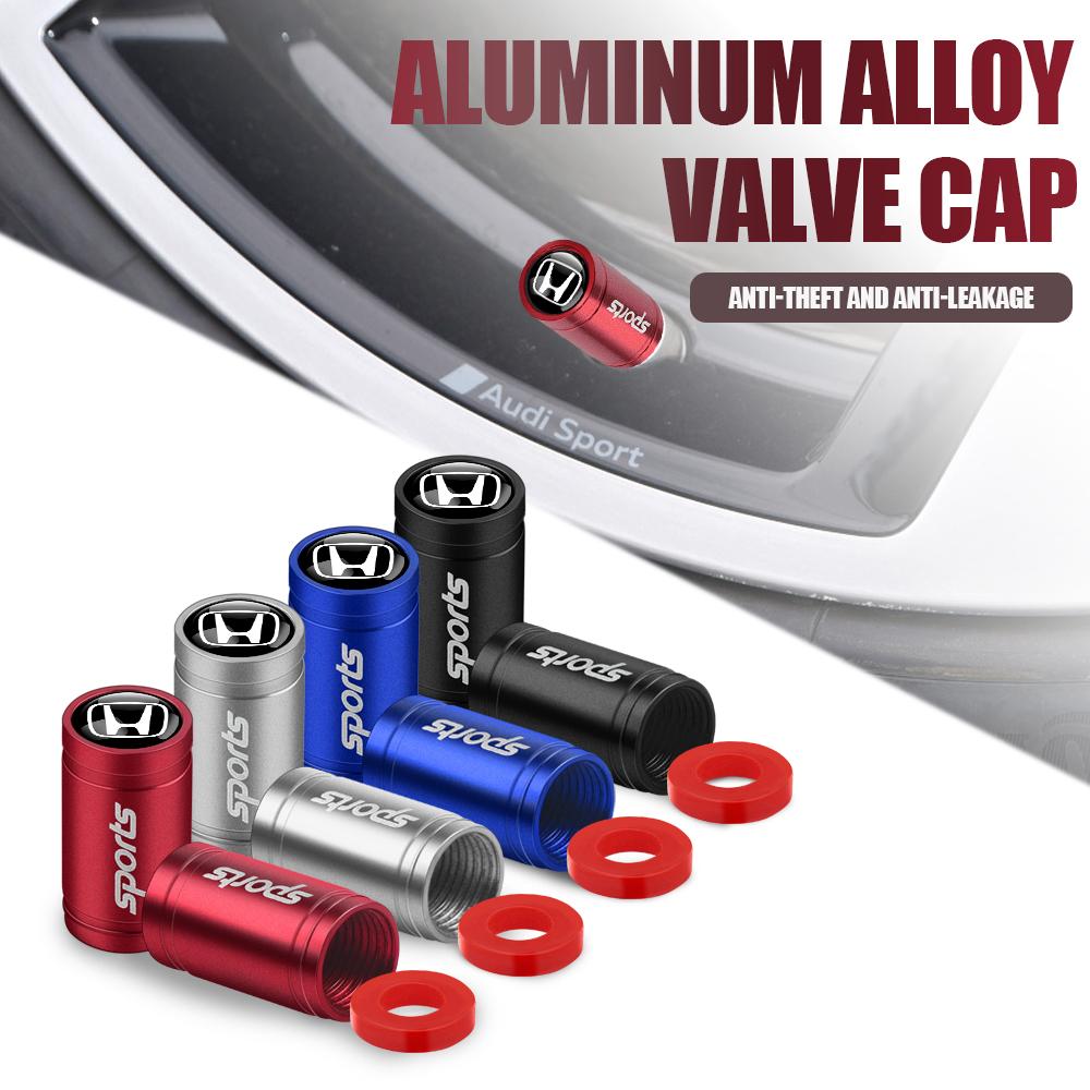 4Pcs Metal Logo Emblem Car Wheel Tire Valve Caps Air Stem Protective Covers For Honda Civic XR-V HR-V City Accord Jazz Fit Vezel aij256