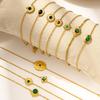 Retro Palace Style 18K Gold-Plated Titanium Steel Bracelet with Emerald Natural Stone for Women