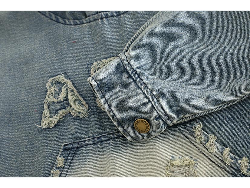 Chlapecká dvoudílná souprava s kapucí z džínové bavlny: Jarní/podzimní styl s potiskem písmen a velkými kapsami, dlouhé rukávy