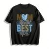 Mom Life Ist Das Beste Leben Leopardendruck Herz Grafik T-Shirt Reines Baumwoll-T-Shirt