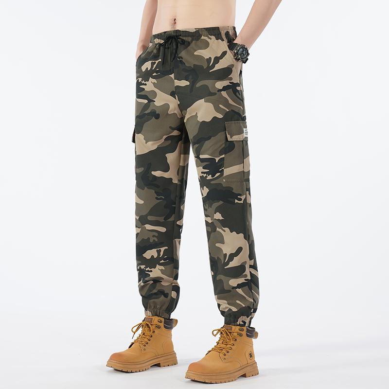 Camouflage Work Pants Autumn Men's Leg Tied Casual Pants with Multiple Pockets Korean Version Men's Pants