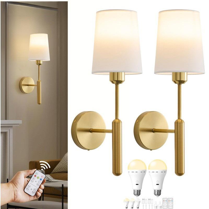 Wireless Battery-Powered RGB Wall Lamp for Hotel or Bedroom with Remote Control