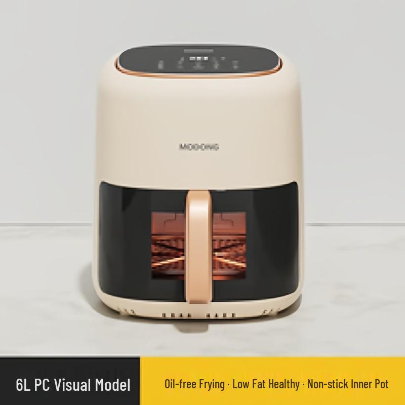 Modong 6L Smart Multifunctional Air Fryer Oven with Large Capacity Ivory Visible Mechanical