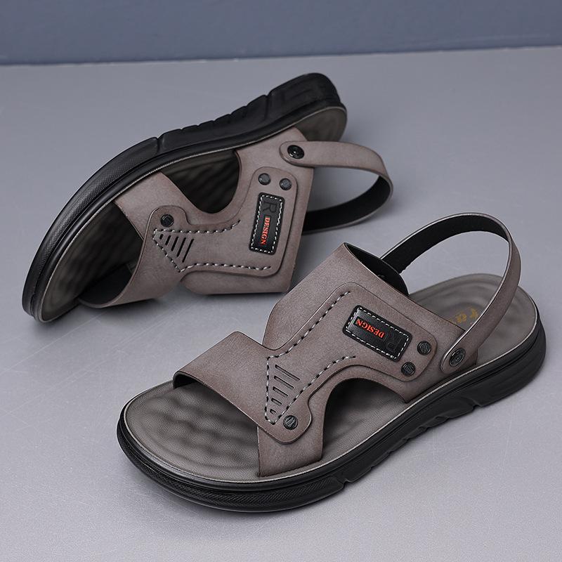 Leather Sandals Men's Outer Wear Summer Breathable Casual Men's Sandals Soft Surface Beach Men's Trendy Shoes 2025 Direct Sales