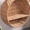 2 Tier Bear Ear Wall Mounting Shelf Cute Handmade Plant Display Storage Rack Decorative Imitation Rattan Storage Rack