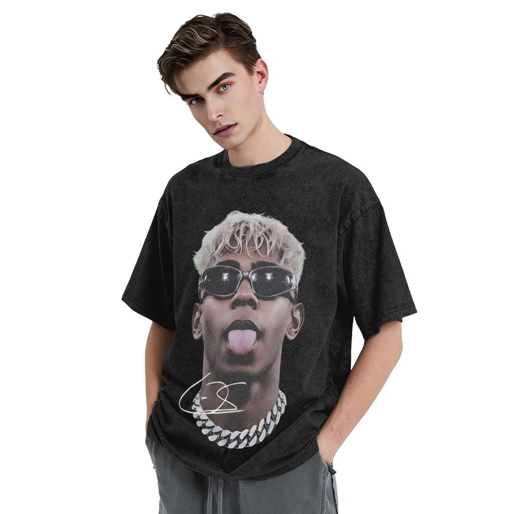 Lamine Yamal No19 Washed Distressed Football Graphic T Shirt Hip Hop Oversized Unisex Short Sleeve Summer Streetwear Fan Tee