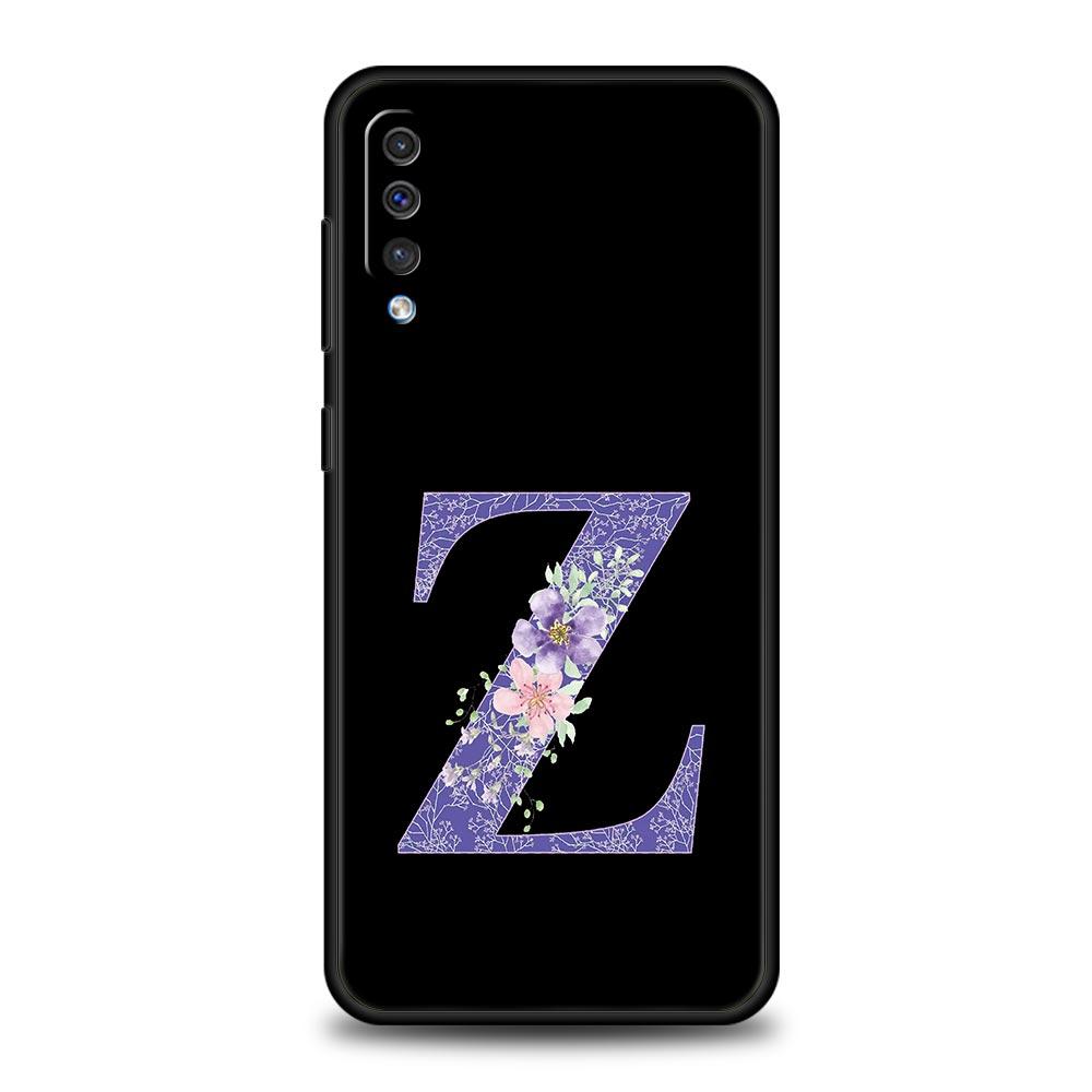 Letters Purple Flower Phone Case For Samsung Galaxy A56 A36 A26 A34 A17 A16 A06 A14 A12 A54 A72 A24 A22 A70 A52 A50 A40 A32Cover