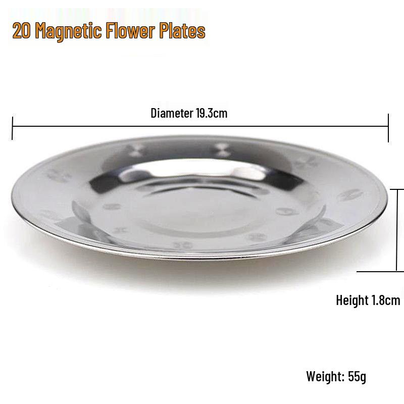 Stainless Steel Thickened Round Dinner and BBQ Plates - Decorative and Functional Serving Flatware.