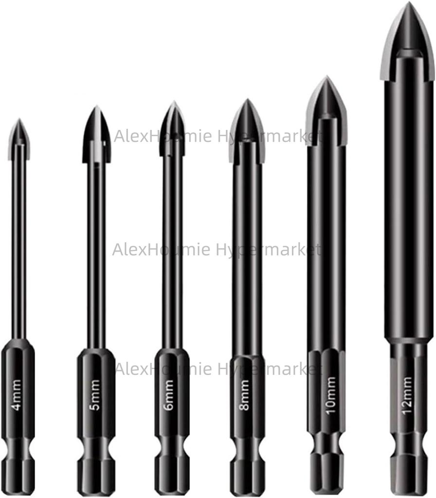 Cross Hexagonal Ceramic Tile Drill Bit Glass Ceramic Concrete Hole Opener Alloy Triangular Drill Bit Size 3/4/5/6/7/8/10/12mm