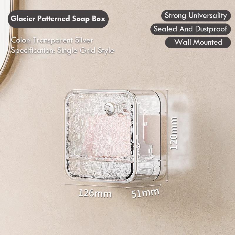 

Мыльница для ванной комнаты, неперфорированная, прозрачная, настенная, с крышкой, мыльница, модный узор в виде ледника