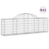 VidaXL Paniers à gabions arqués 11 pcs 200x30x60/80 cm Fer galvanisé, gabion, cage de gabion, panier de mur de gabion, mur 3146077
