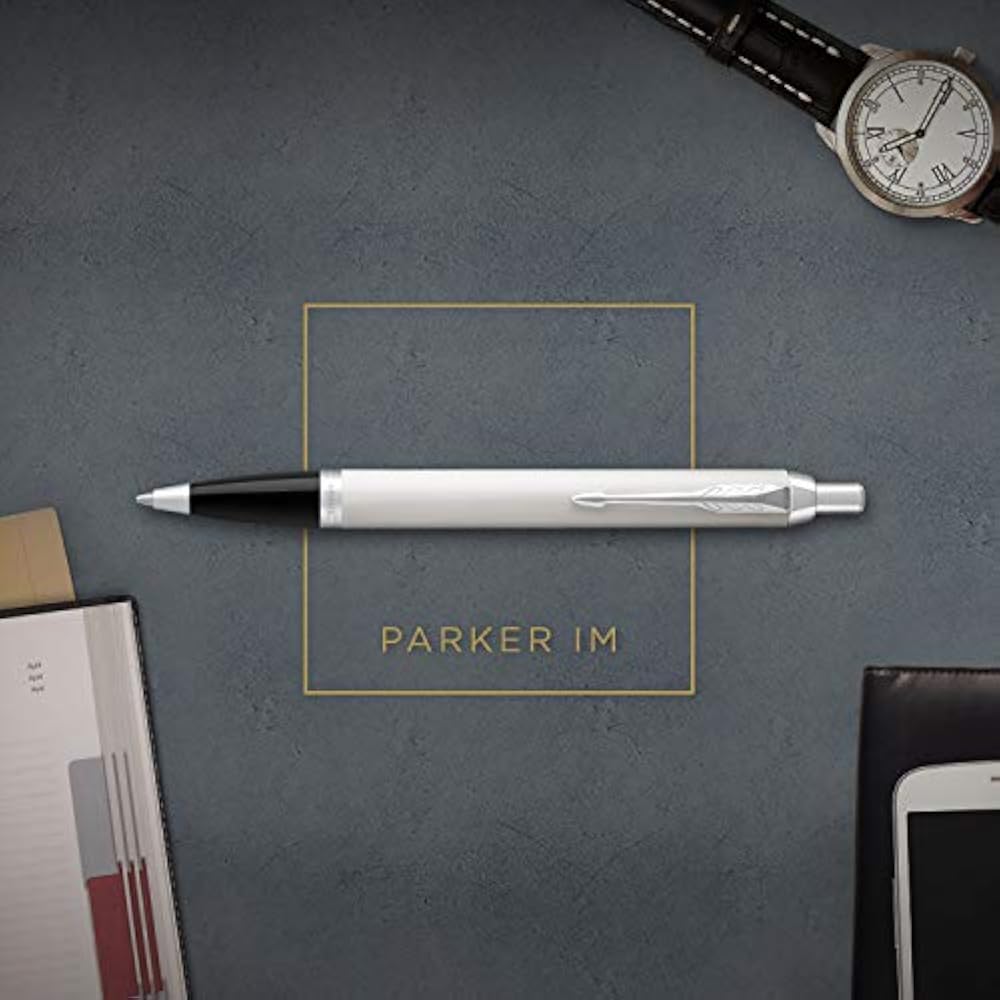 PARKER Parker Ballpoint Pen IM White CT Medium Permanent Pen with Sheath, Gift Box Set, Regular I...