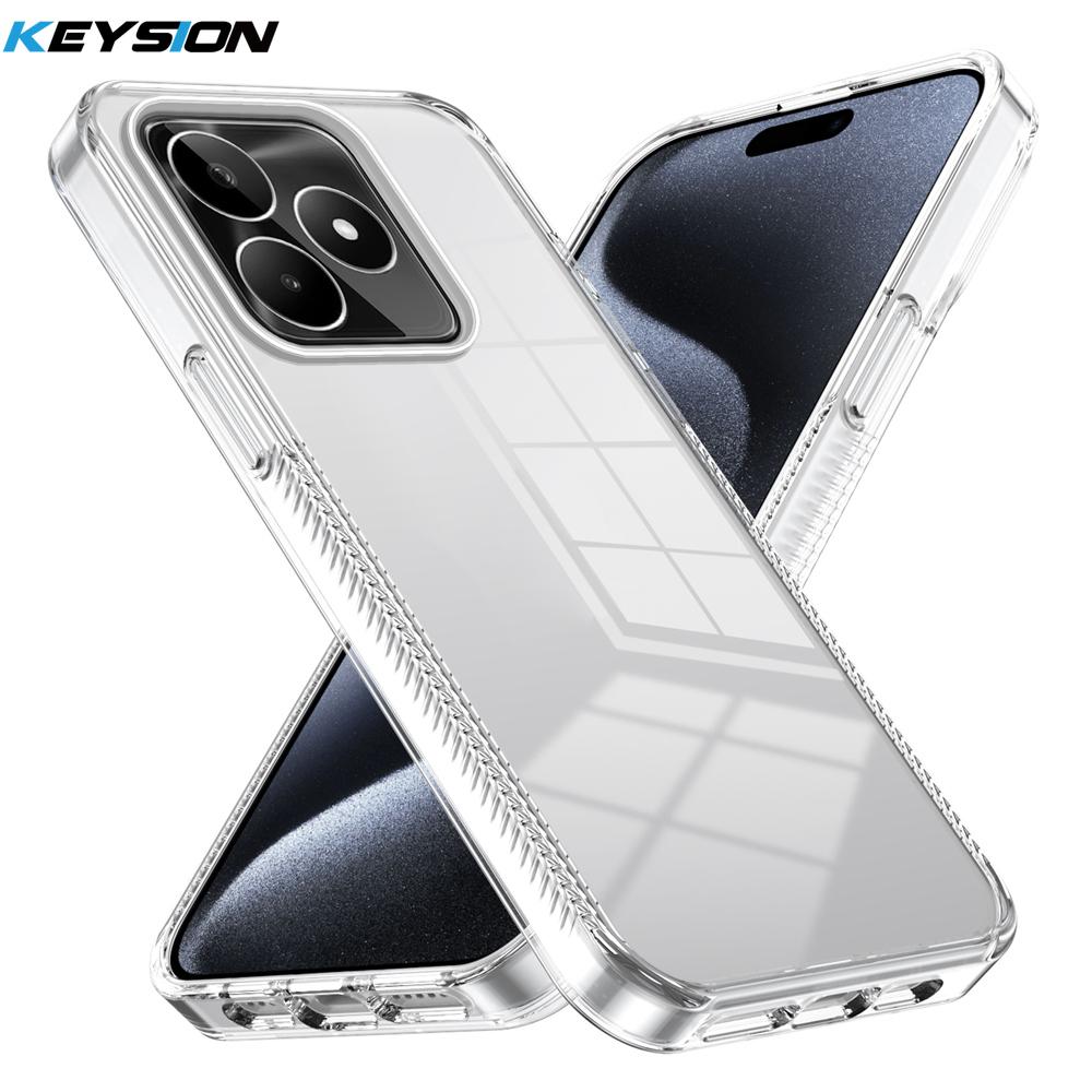 

KEYSION Прозрачный чехол для Realme C55 Мягкий ТПУ+ПК Нескользящий HD Прозрачный Противоударный Чехол для телефона для OPPO Realme C53 C51 for Realme C51 чистый