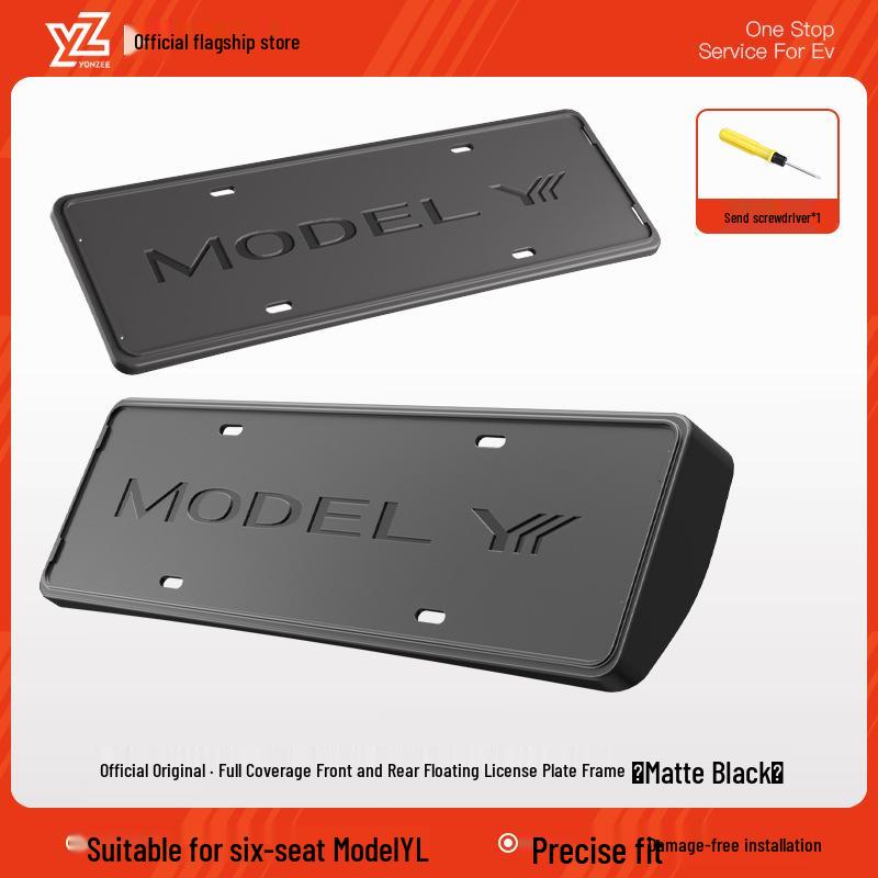 YZ License Plate Holder for Tesla Model Y Six-Seater - Full Coverage & Suspension