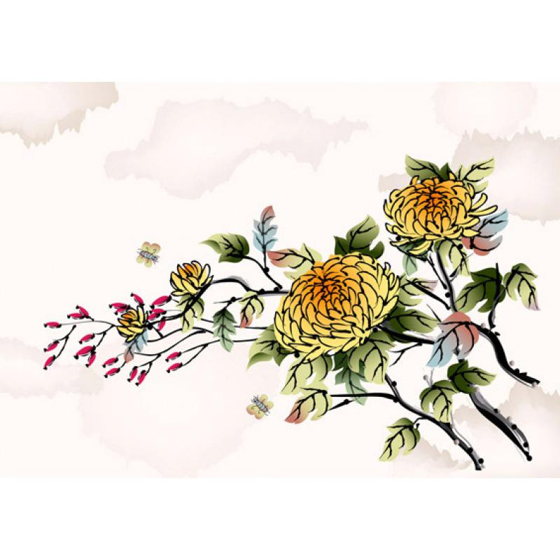 Framed Vector Plants & Flowers Ink Painting Poster with Free Shipping