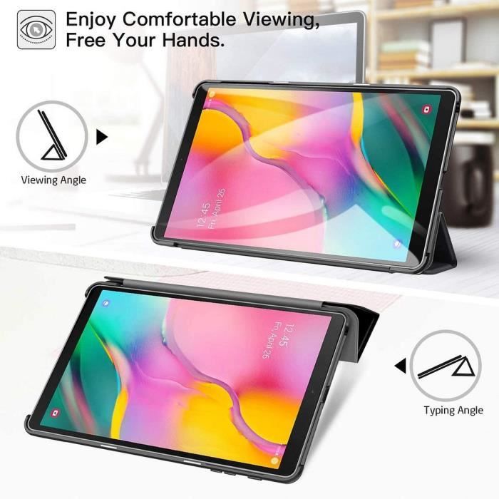 Tablet Case -E.F.CONNECTION - for Samsung TAB A 2019 T510 - Microfiber - Black - Protection 2 Viewing Angles
