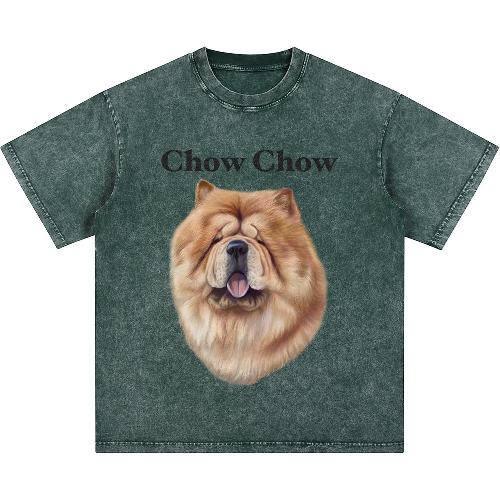 

Футболка из 100% хлопка плотностью 250 г/м2 с принтом Chow Chow, забавная футболка в стиле Харадзюку из чесаного хлопка, выстиранная S