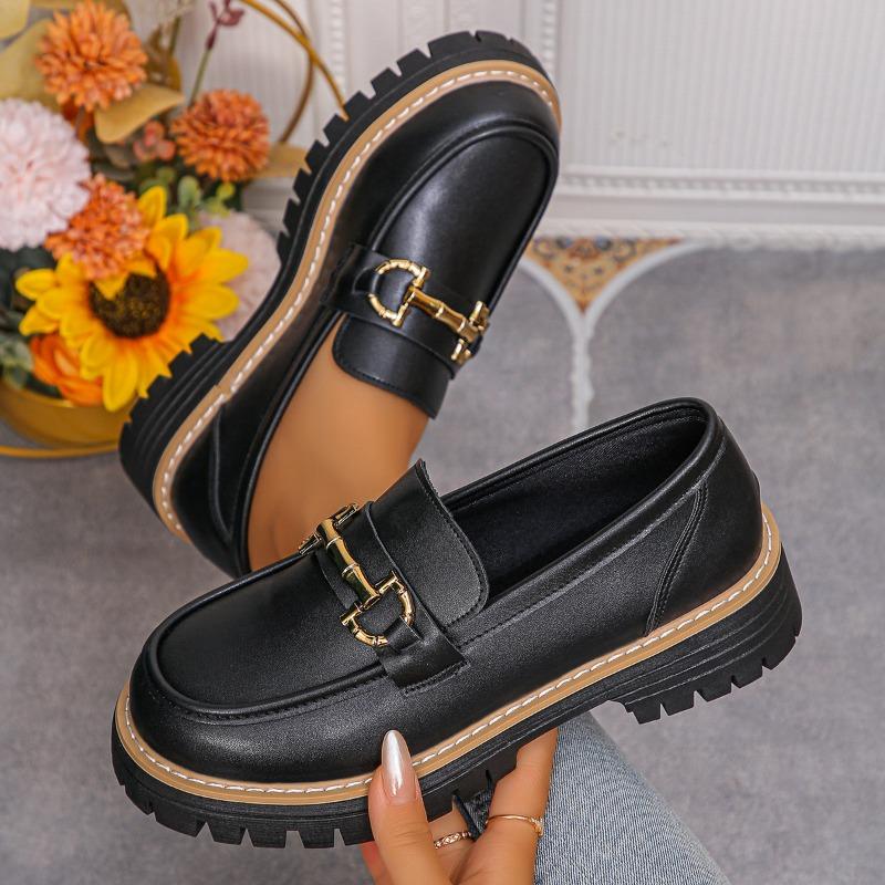 

Лоферы нового стиля больших размеров, повседневная женская обувь на толстой подошве, туфли-одинарки на толстом каблуке 40