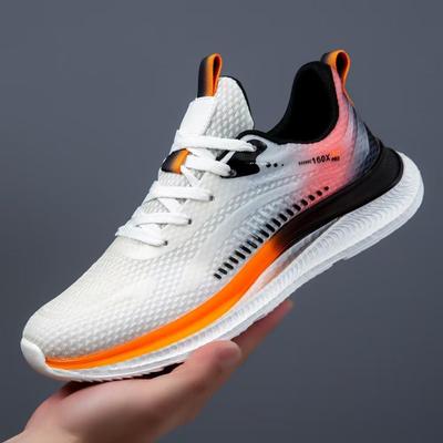 Cold Touch Men's Shoes Color Matching Lace-up Mesh Breathable Casual Shoes Soft Sole Rebound Light and Comfortable Student Running Sports Shoes
