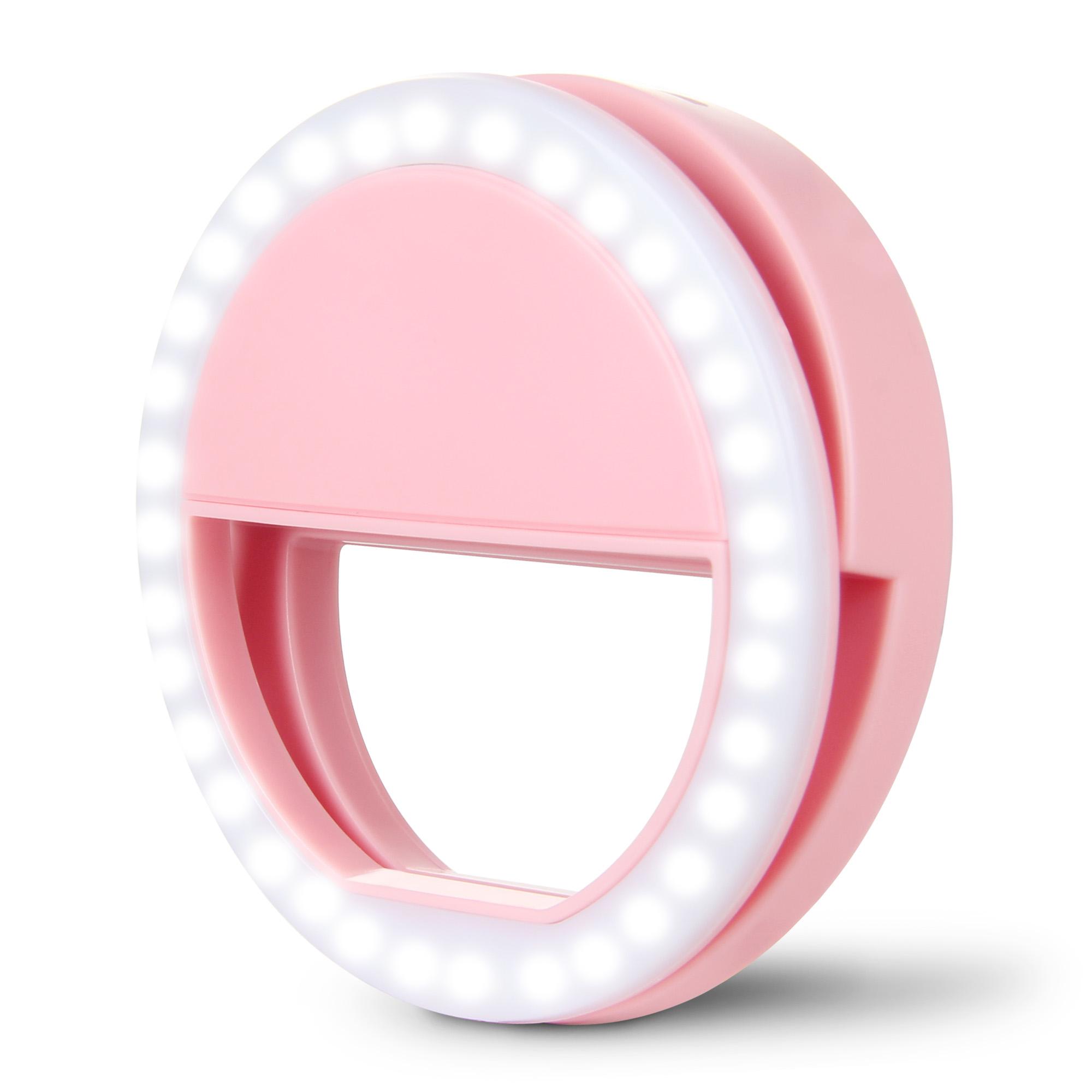 

Кольцевое освещение для селфи, светодиодная лампа с креплением на камеру телефона, 3 уровня регулировки яркости, круговое освещение для селфи для iPhone, iPad, Android розовый