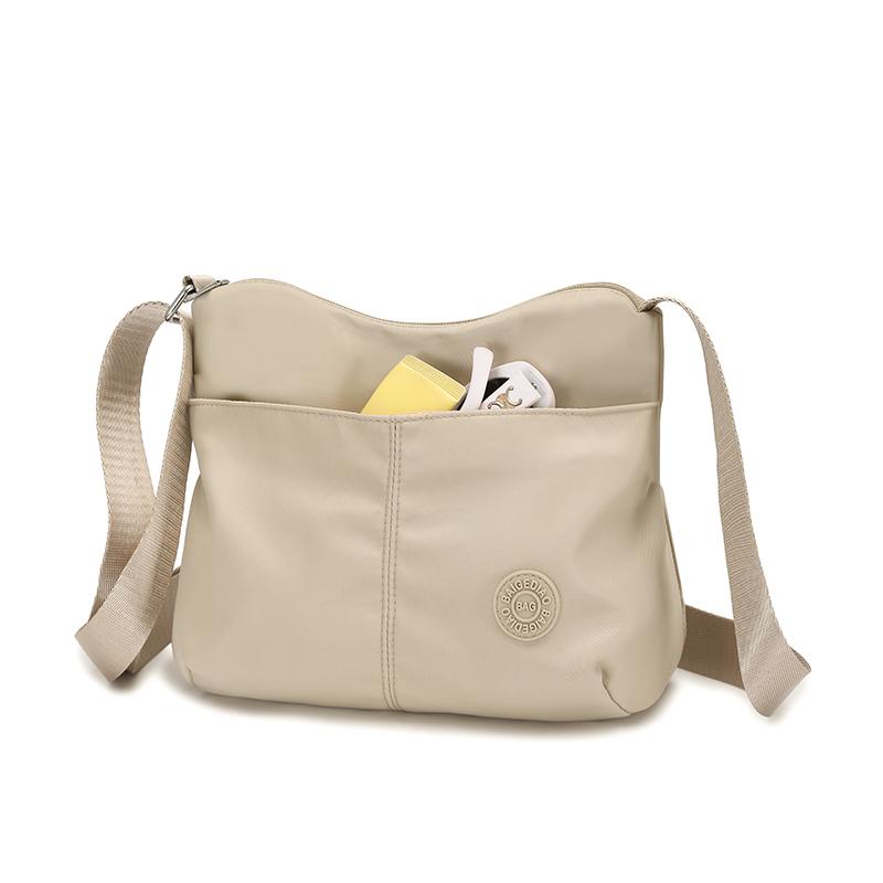 Casual Nylon Shoulder Bag Solid Color Multilayer Zipper Crossbody Bags For Women Shopper Bag Handbag Cell Phone Pocket Satchels