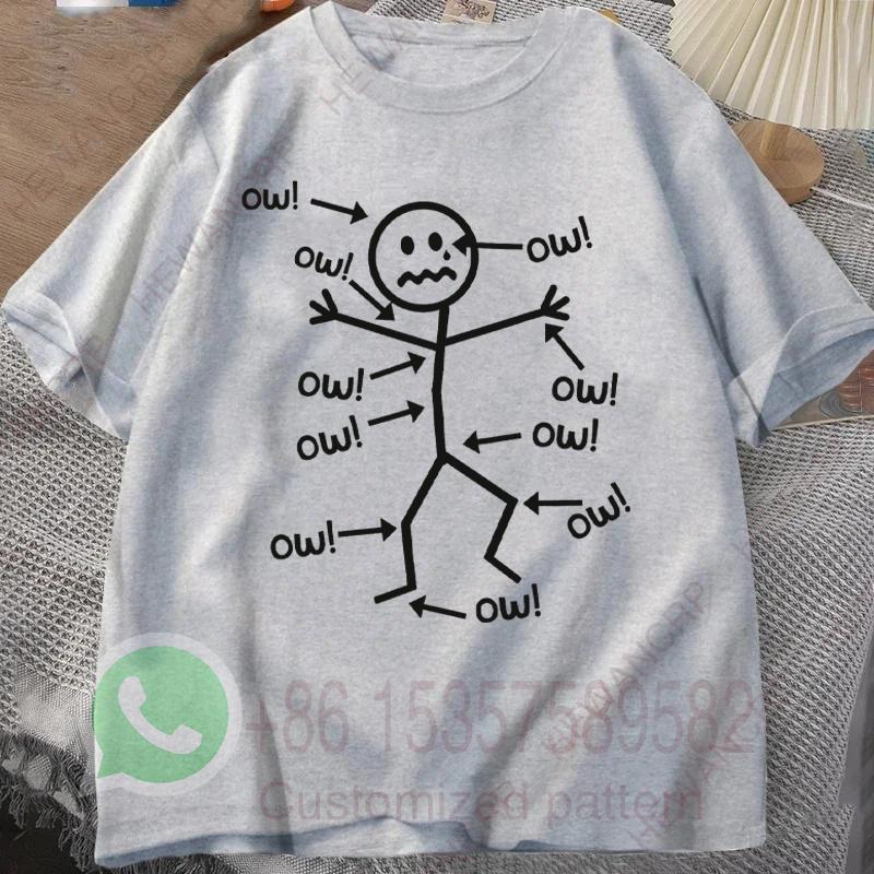 A Distressed Stick Figure Surrounded By Multiple OW Mens Tracksuit Tshirt Cotton Casual Sportswear Crew Neck Short Sleeve Tops