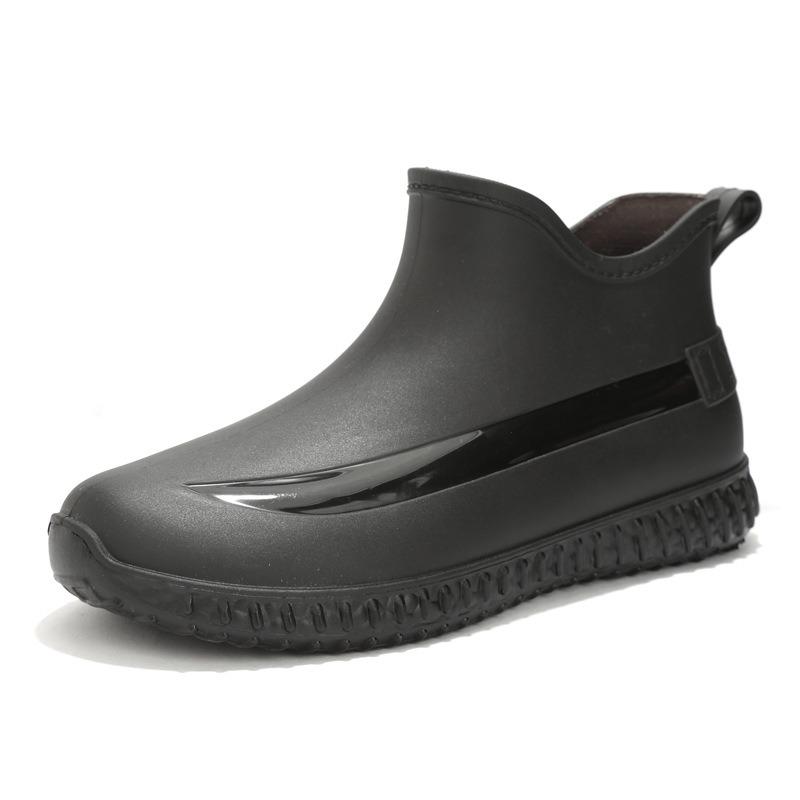 

Женские короткие водонепроницаемые туфли для дождя, модные ботинки с низким голенищем и утолщенной подошвой, теплые, износостойкие, нескользящие, для улицы, кухонные туфли 40 чёрный